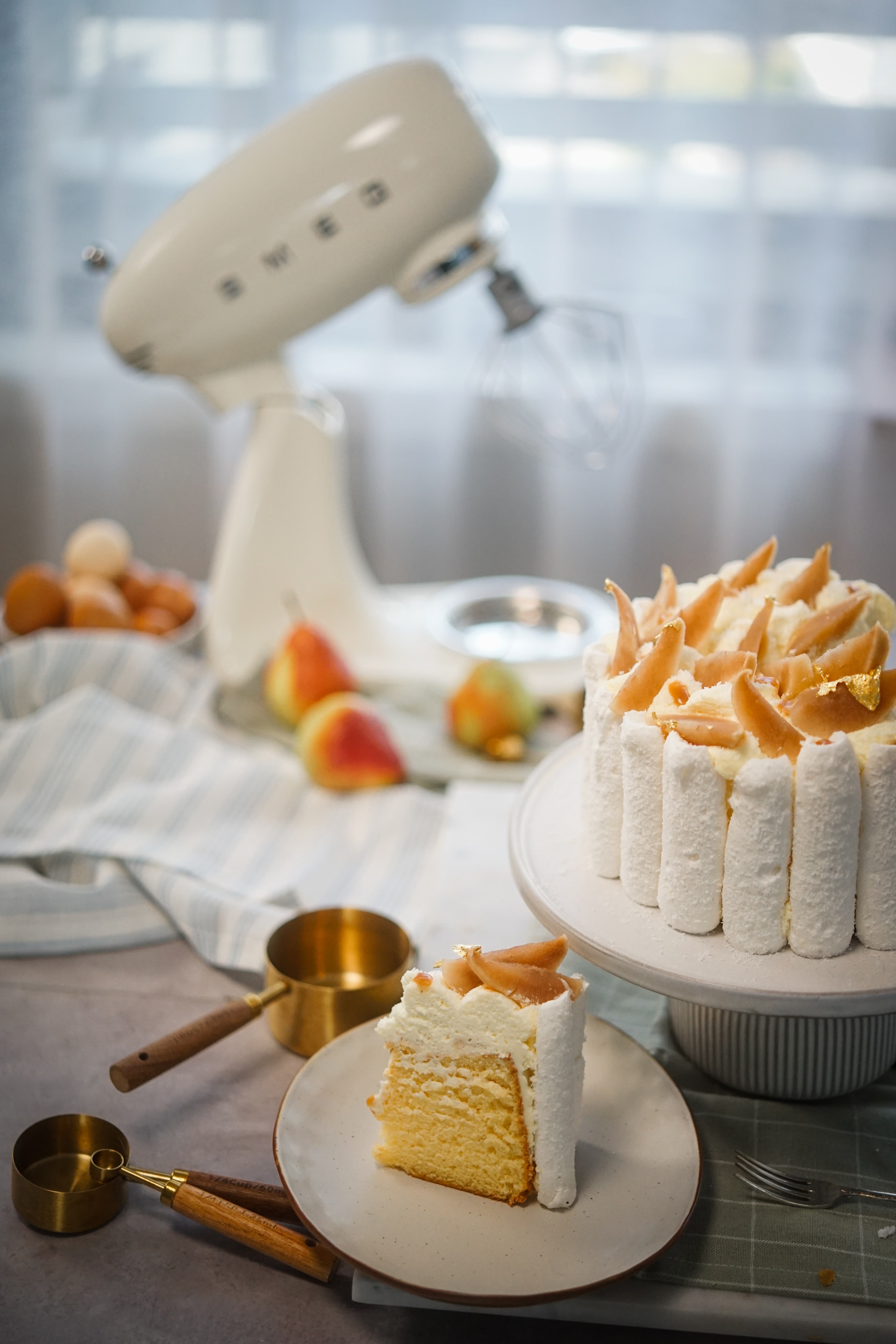 Pear, Coconut and Caramel Chiffon Cake